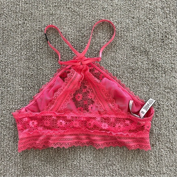 Victoria's Secret Floral Lace High-Neck Underwire Bralette Pink Size Small - Picture 2 of 4